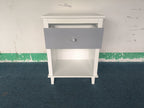 Gray+Silver Handle Wooden Nightstand 26.77''H with One Drawer One Shelf for Kids and Adults, White+Gray Finish MDF - Grand Goldman Shop