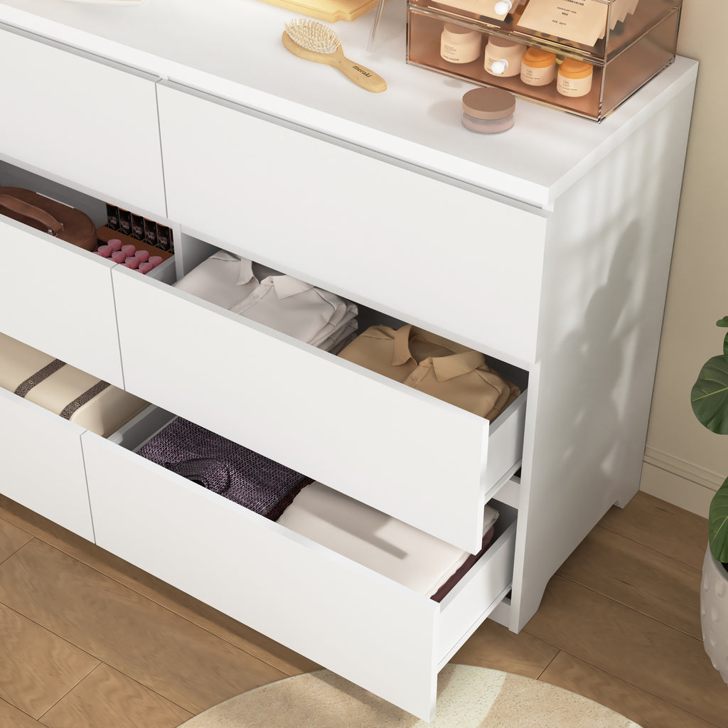 6 Drawer Storage Cabinet ,Dresser, Wood Storage Tower Clothes Organizer, Wide Chest of 6 Drawers, Large Storage Space for Bedroom, Hallway, Entryway Living Room White - Grand Goldman Shop