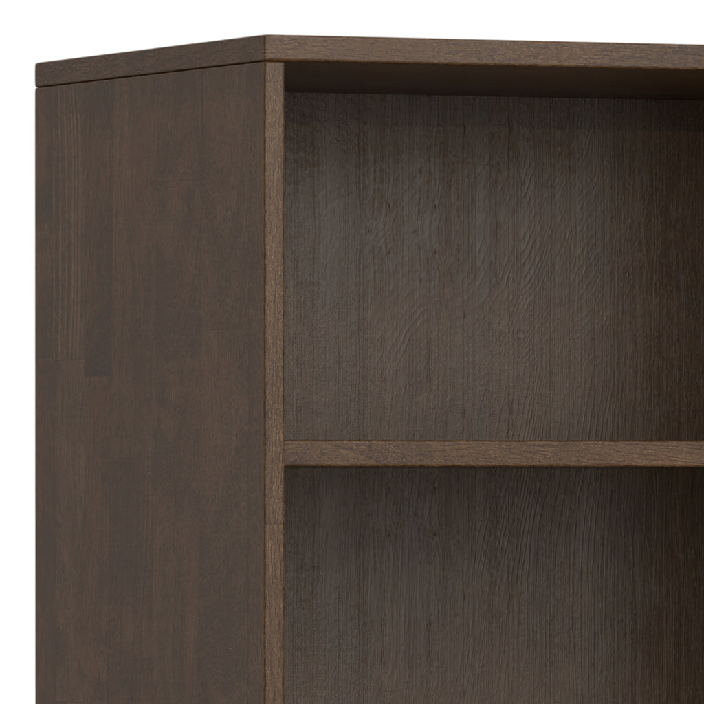 Harper 5 Shelf Bookcase in Walnut Brown with Solid Wood Construction and Mid-Century Modern Design - Grand Goldman
