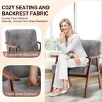 Mid-Century Modern Wingback Accent Chair with Solid Wood Frame and Extra-Thick Backrest – Lounge Chair for Living Room, Bedroom, or Reading Room - Grand Goldman Shop