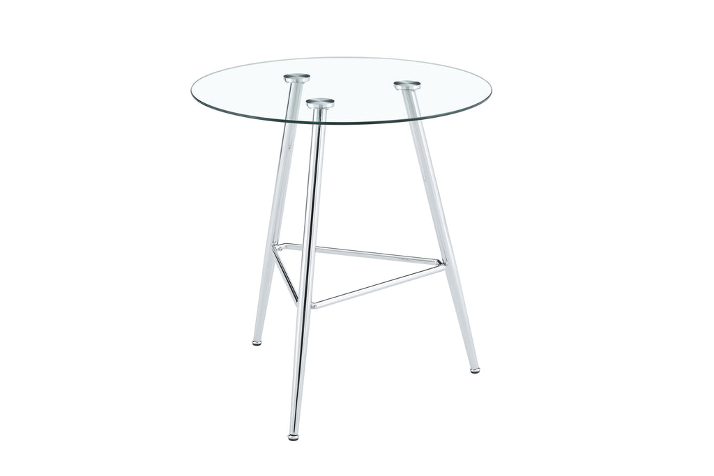 36 Inch Height Bar Table, 34 Inch Round Tempered Glass Top Pub Table with Chrome-Plated Silver Metal Legs, Modern Bistro Table for Kitchen Island/Bar/Cafe - Grand Goldman Shop