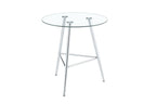 36 Inch Height Bar Table, 34 Inch Round Tempered Glass Top Pub Table with Chrome-Plated Silver Metal Legs, Modern Bistro Table for Kitchen Island/Bar/Cafe - Grand Goldman Shop