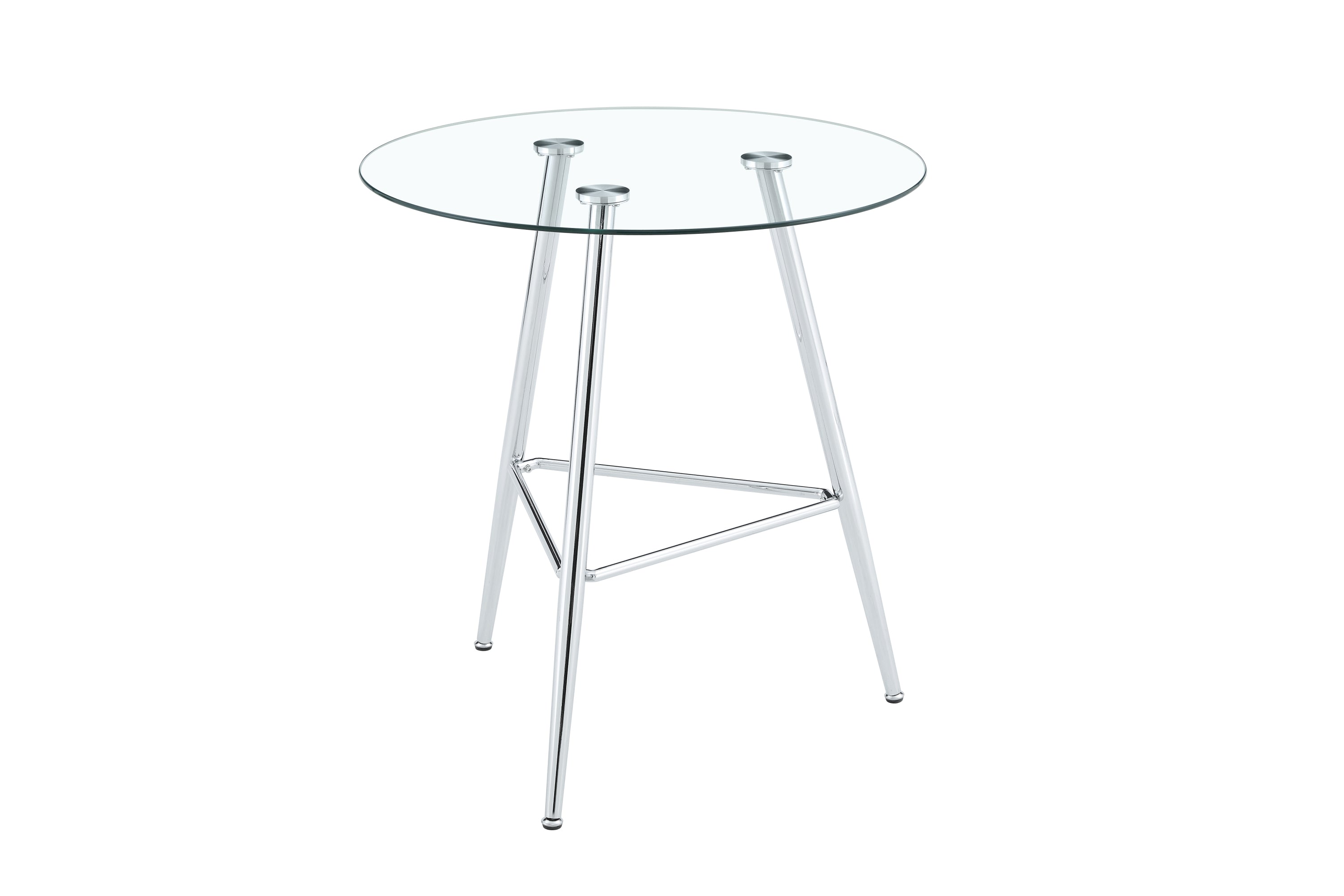 36 Inch Height Bar Table, 34 Inch Round Tempered Glass Top Pub Table with Chrome-Plated Silver Metal Legs, Modern Bistro Table for Kitchen Island/Bar/Cafe - Grand Goldman Shop