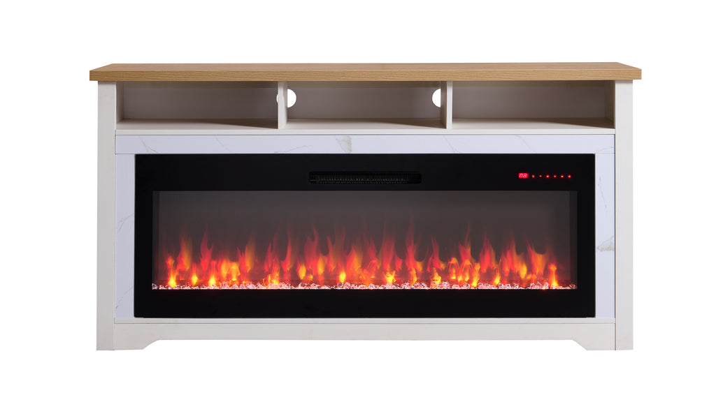 70 inch Fireplace TV Stand for TVs up to 70',with 60'smart Electric Fireplace,white - Grand Goldman Shop