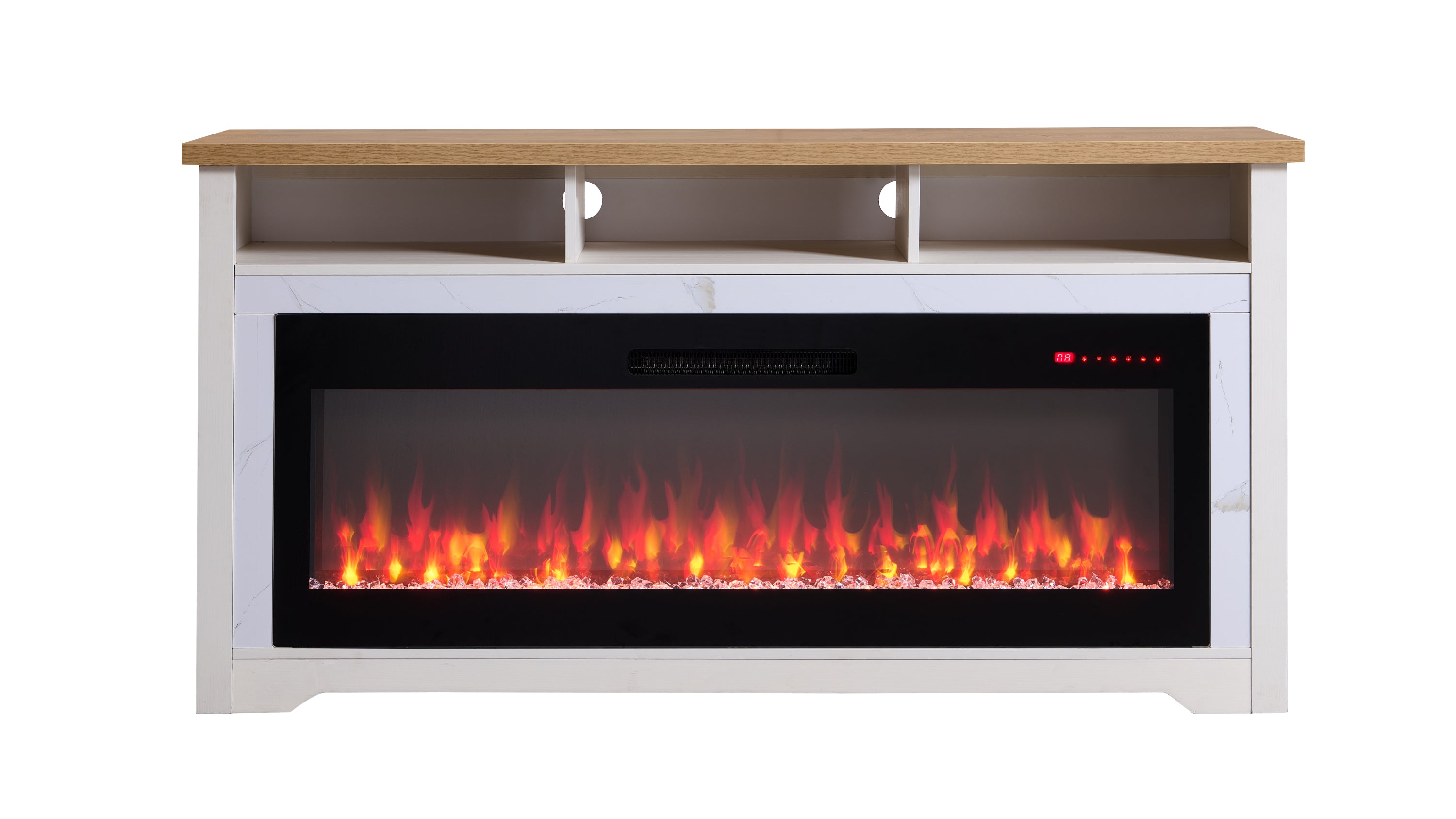 60 inch Fireplace TV Stand for TVs up to 70',with 50'smart Electric Fireplace,white - Grand Goldman Shop