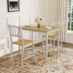 Dining Table Set, Bar Table with 2 Dining chairs, Kitchen Table Counter with Chairs, Industrial for Kitchen Breakfast Table, Living Room, Party Room,Natural and White,35.4″L x23.6″W x 29.7″H - Grand Goldman Shop