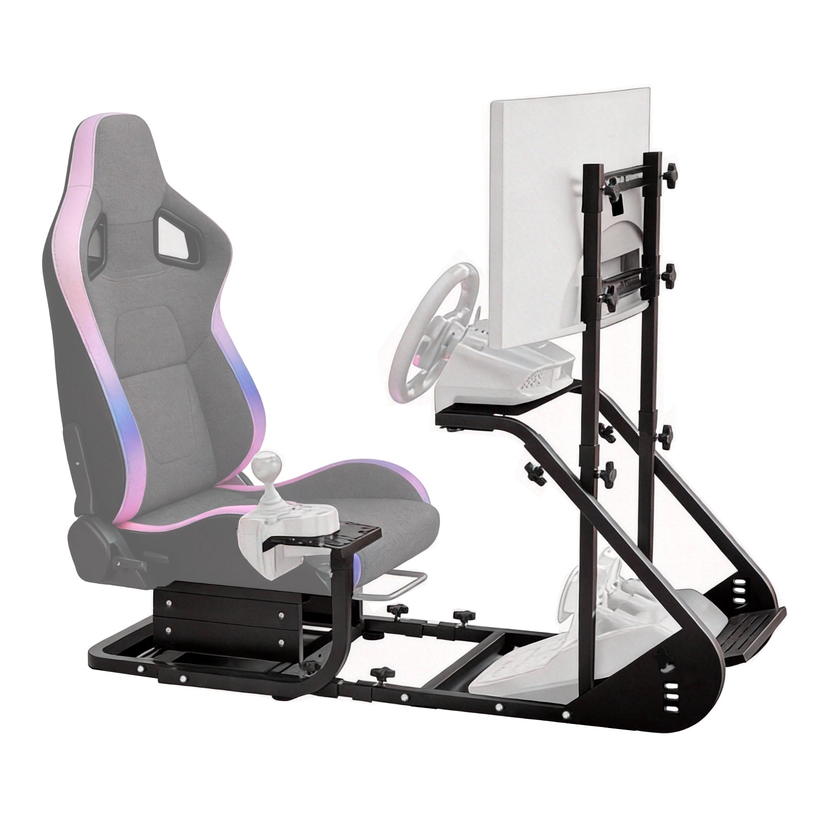 Enhanced and stable racing wheel cockpit, compatible with Fanatec, PXN, Thrustmaster, and Logitech adjustable driving simulat