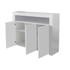 Living Room Sideboard Storage Cabinet WHITE  High Gloss with LED Light, Modern Kitchen Unit Cupboard Buffet Wooden Storage Display Cabinet TV Stand with 3 Doors for Hallway Dining Room - Grand Goldman Shop
