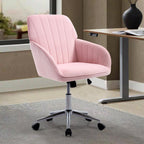 TY Ergonomic Office Chair, Baby Pink Velvet Adjustable Swivel Chair with Lumbar Support for Home or Bedroom Use - Grand Goldm