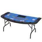 Soozier Poker Table Foldable, 72' Blackjack Table for 7 Players with Chip & Cup Holder, Blue Felt - Grand Goldman
