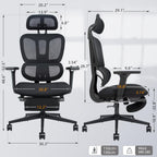 Ergonomic Office Chair with Footrest, High-back Computer Chair with Dynamic Lumbar Support, 2D Headrest & 4D Armrests, Sponge