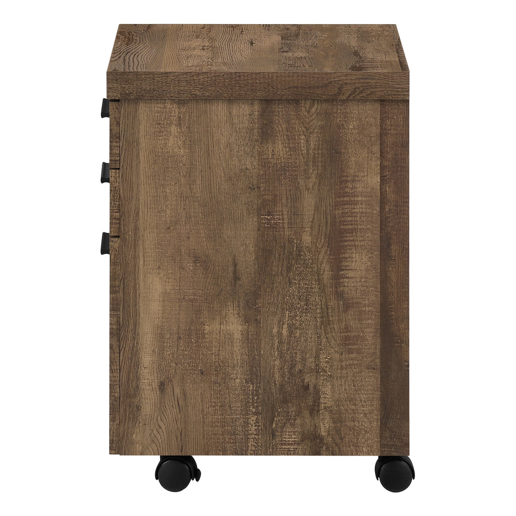 File Cabinet, Rolling Mobile, Storage Drawers, Printer Stand, Office, Work, Brown Laminate, Contemporary, Modern | Premium Ho