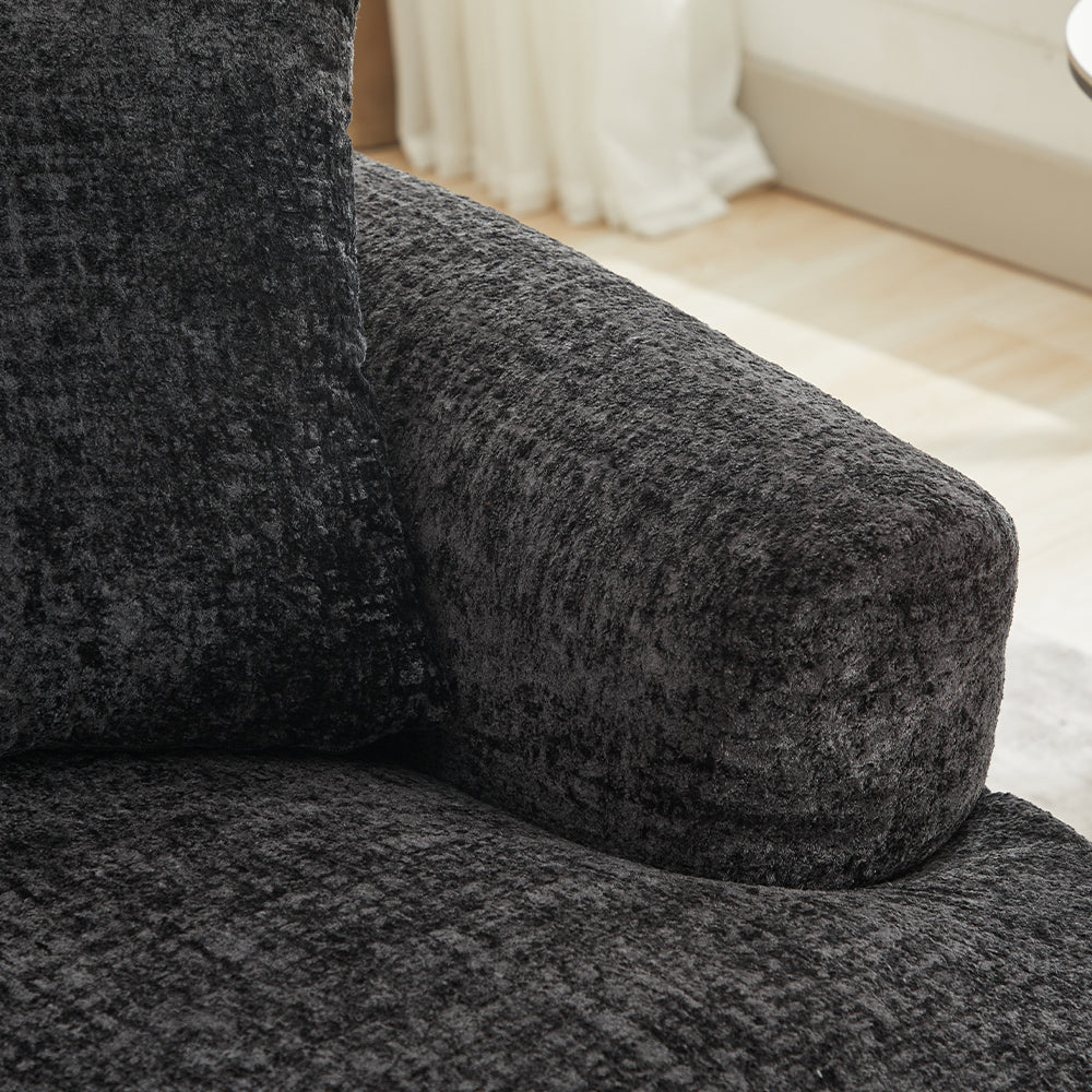 Curved Loveseat, Small Chenille Sofa with 3 Pillows, Deep Seat Couch for Apartment, Living Room, No Assembly Needed - Grand Goldman Shop