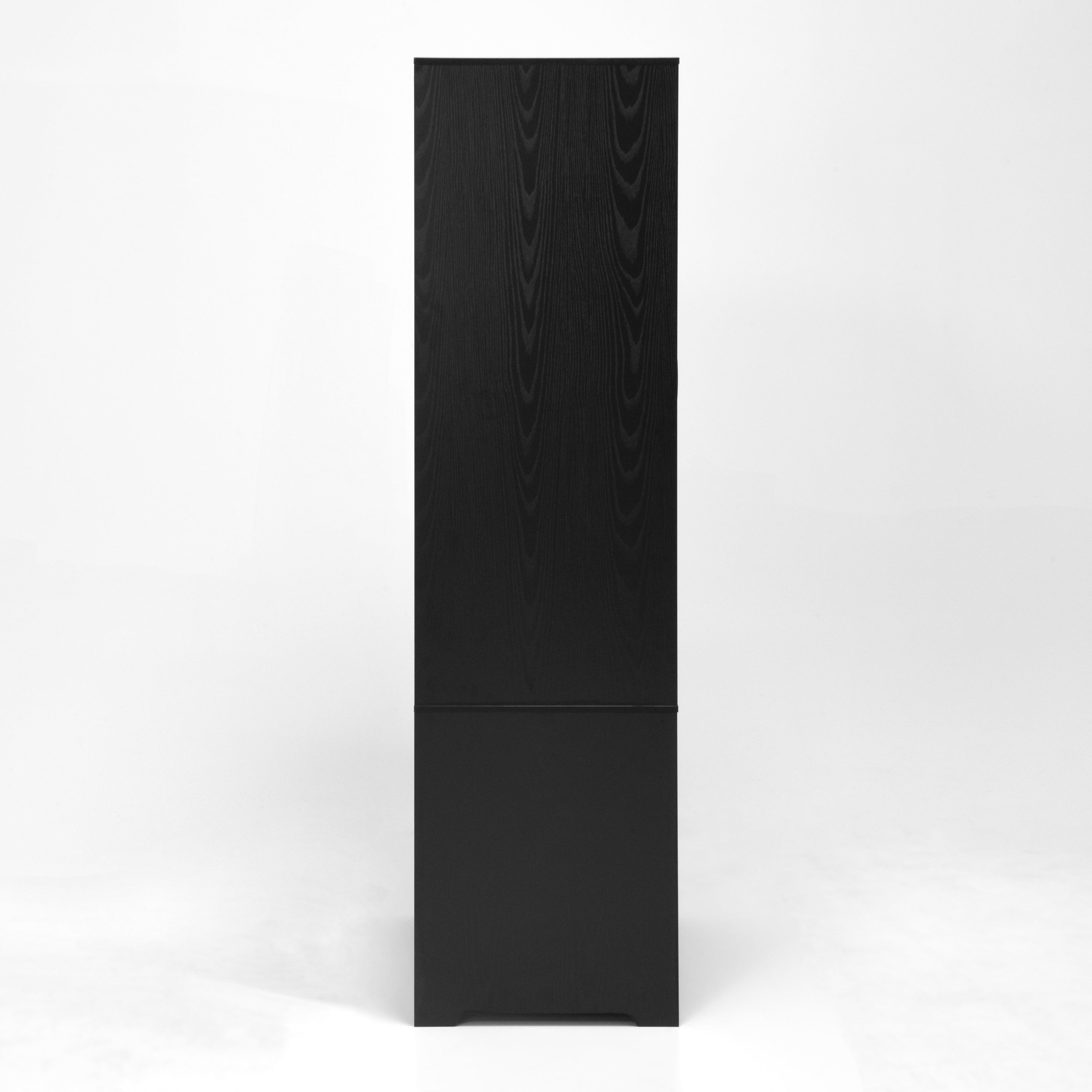 2 Door Wood Wardrobe for Bedroom with Hanging Clothing Rod inside the Cabinet and 2 Drawers for Storage Organization, Built-in induction light Multifunctional Closet with Mirror, Black - Grand Goldman Shop