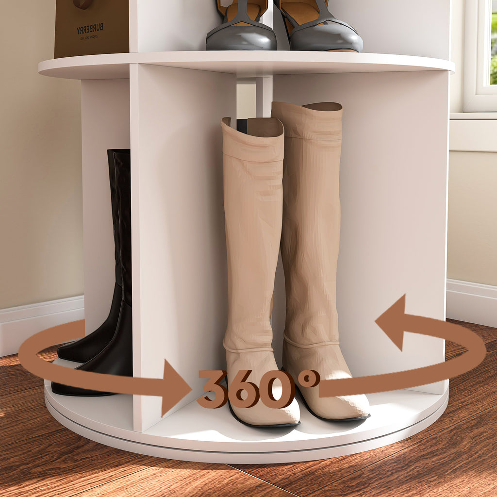 6-Tier Spinning Shoe Rack, Free Standing 360° Revolving Shoe Organizer,white - Grand Goldman Shop
