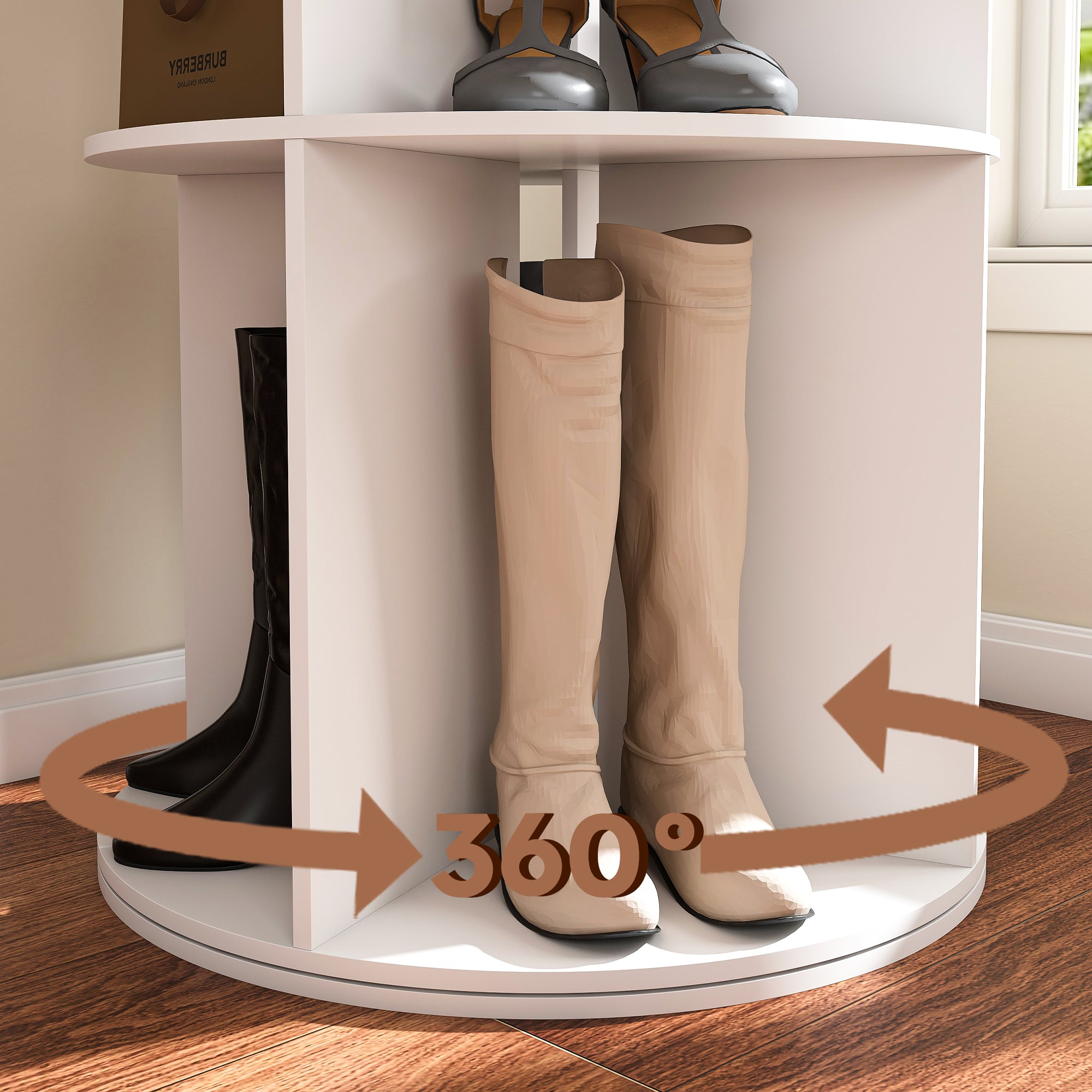 6-Tier Spinning Shoe Rack, Free Standing 360° Revolving Shoe Organizer,white - Grand Goldman Shop