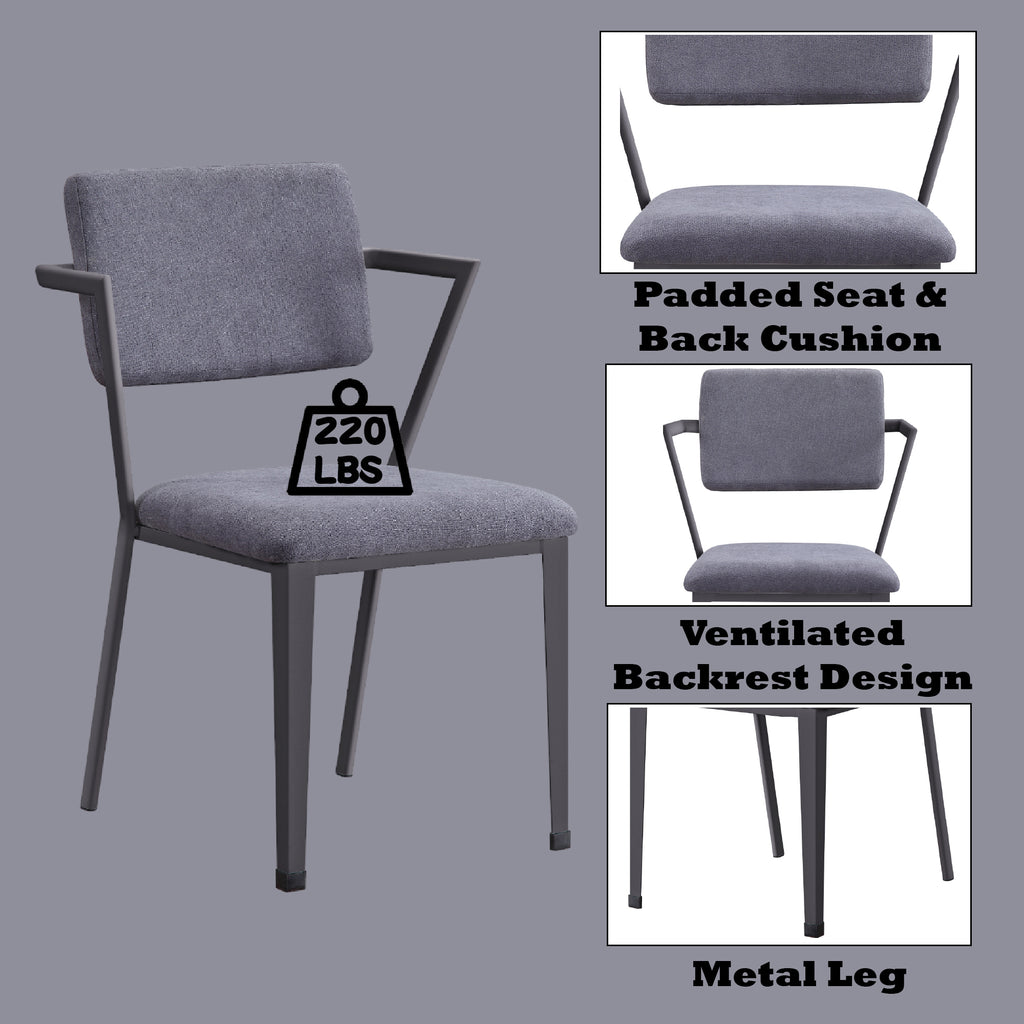 Cargo Gray Fabric & Gunmetal Finish Office Chair | Premium Home Decor - Grand Goldman