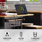 K&K 53inch Large Kitchen Island with Drop Leaf,Power Outlet,Door Internal Storage Rack,Rolling Kitchen Cart on 5 Wheels with 5 Open Side Racks for Kitchen,Black(Two Packages)(Stools not included) - Grand Goldman Shop