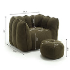 Soft Chenille Bean Bag Chair with High Resilient Foam for Living Room and Bedroom, Comfortable Square Lazy Sofa with Footstool for Adults - Grand Goldman Shop