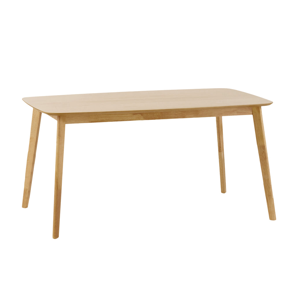 Retro Mid-Century Dining Table with Faux Wood Top and Natural Solid Wood Legs, 59-inch - Grand Goldman Shop