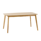 Retro Mid-Century Dining Table with Faux Wood Top and Natural Solid Wood Legs, 59-inch - Grand Goldman Shop