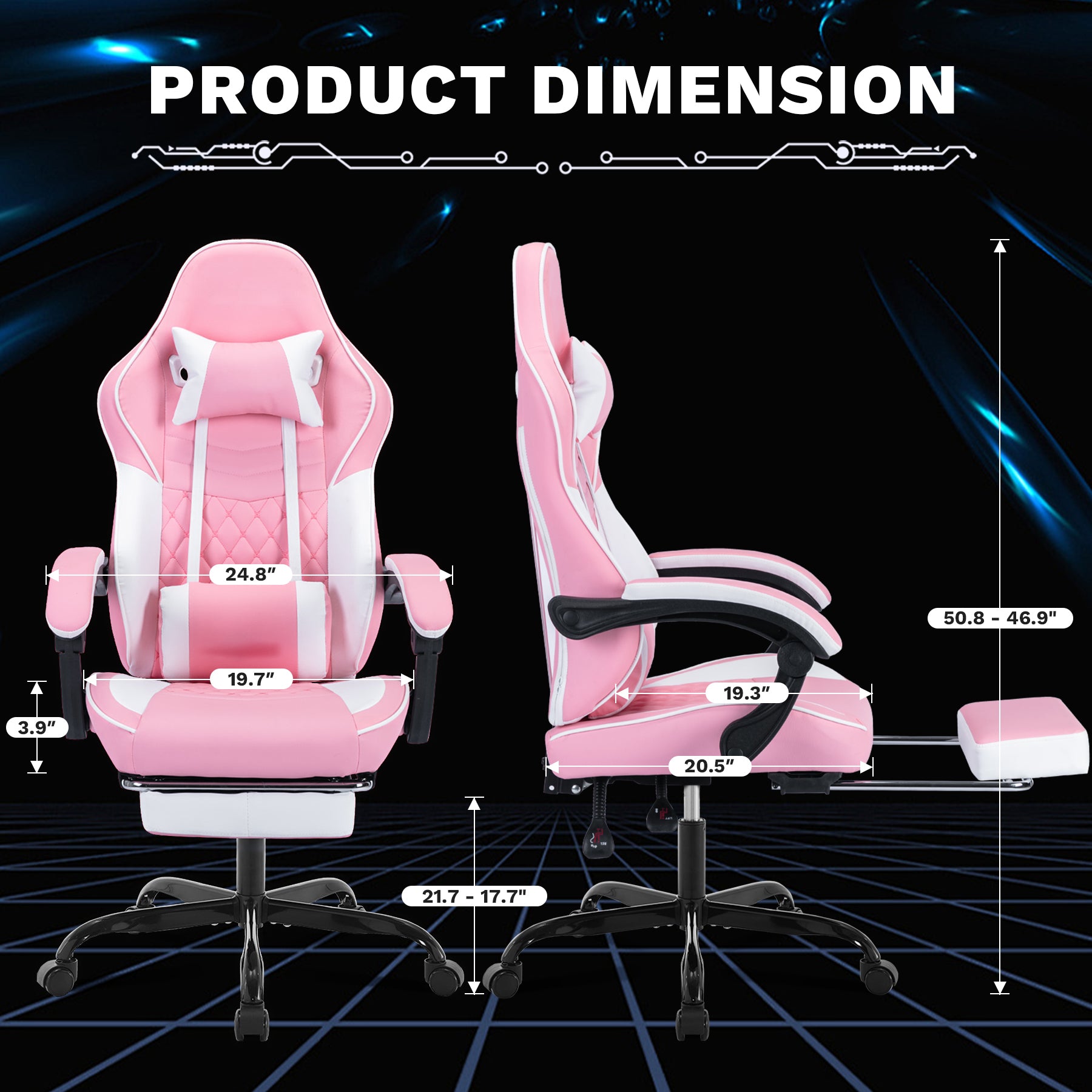 Ergonomic Video Gamer Chairs,Computer Gaming Chairs with Massage Lumbar Support and footrest,Racing Style Computer Chair Adju