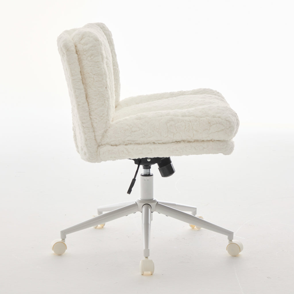 W26.4 inch  Wider Seat Office Chair,Artificial rabbit hair Home Office Chair with Metal Base,Adjustable Desk Chair Swivel Off