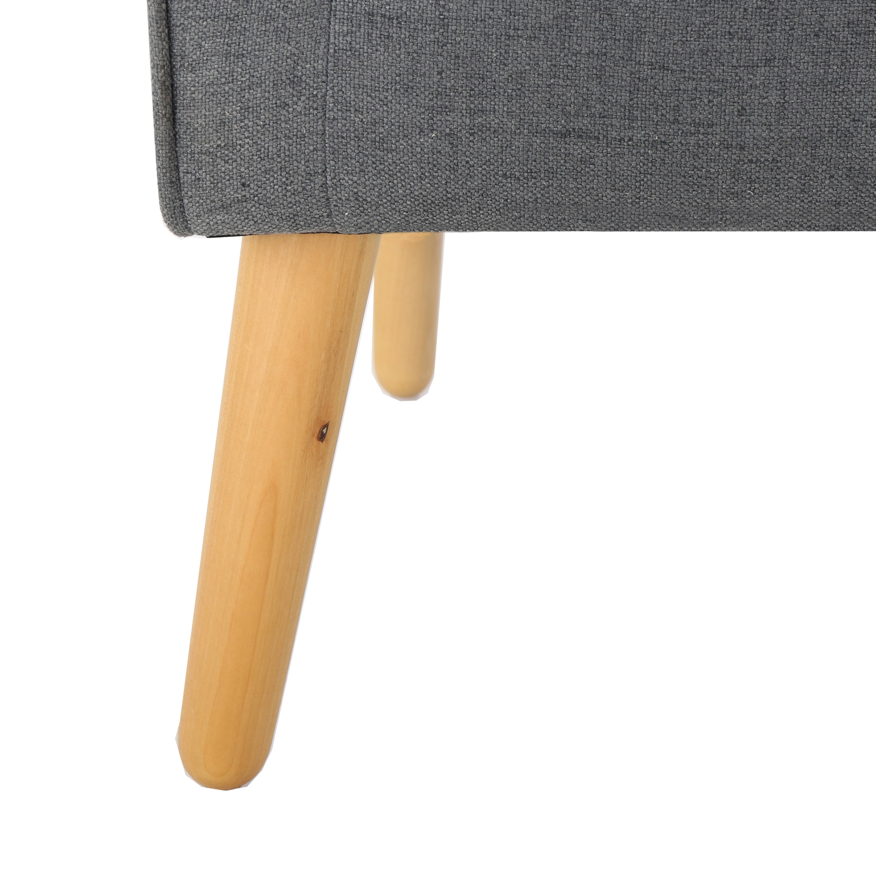 Mid-Century Modern Arm Chair in Charcoal Fabric with Tufted Back and Wooden Legs - Grand Goldman Shop