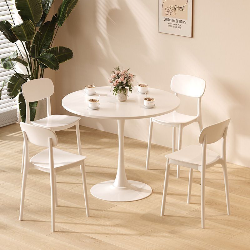 White Round Table, Modern Dining Table, MDF Top and Steel Base Tulip Round Kitchen Table, Mid Century Coffee Table for Living Room 24 Inch, Oval Dining Table - Grand Goldman Shop