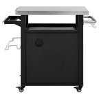 K&K 39.5' Outdoor Grill Cart with Storage Cabinet, Outdoor Bar Cart Pizza Oven Table with Wheels, Stainless Steel Top, Outdoor Kitchen Island with Spice & Paper Rack for BBQ, Waterproof Cover Included - Grand Goldman Shop