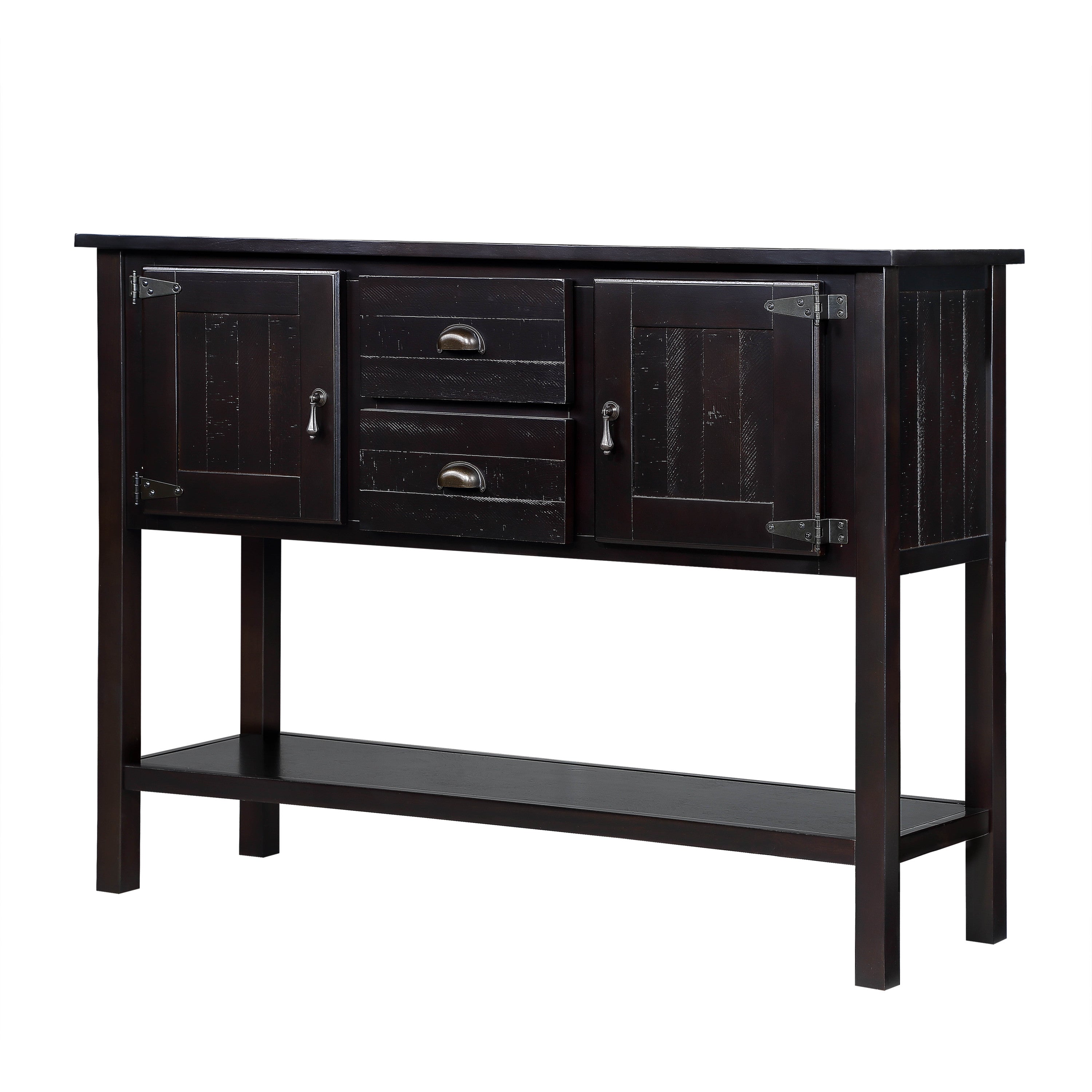 48'' Solid Wood Sideboard Console Table with 2 Drawers and Cabinets and Bottom Shelf, Retro Style Storage Dining Buffet Server Cabinet for Living Room Kitchen Dining Room (Espresso - Grand Goldman Shop