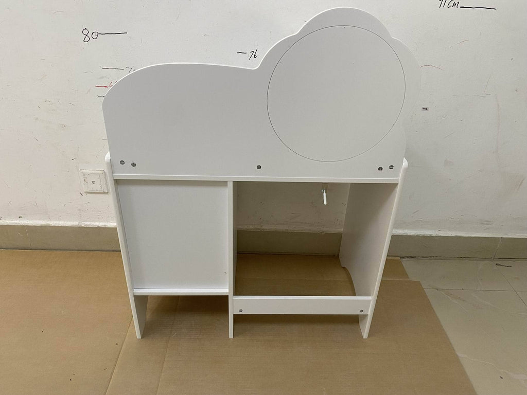 Kids Vanity Table with Mirror and Chair, Wooden Children's Dressing Makeup Desk with Storage Shelves, Study and Activity Tabl