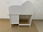 Kids Vanity Table with Mirror and Chair, Wooden Children's Dressing Makeup Desk with Storage Shelves, Study and Activity Tabl