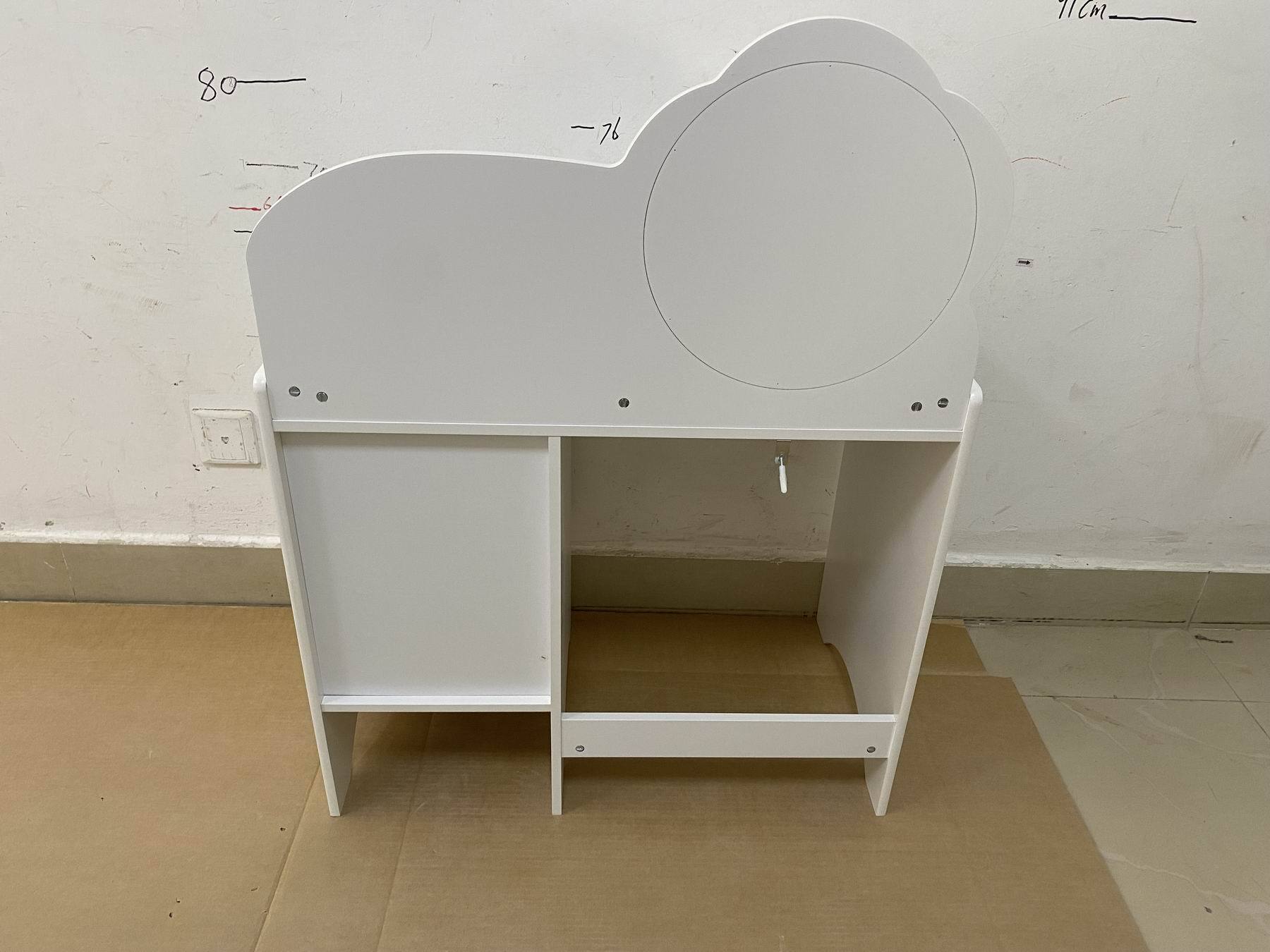 Kids Vanity Table with Mirror and Chair, Wooden Children's Dressing Makeup Desk with Storage Shelves, Study and Activity Tabl