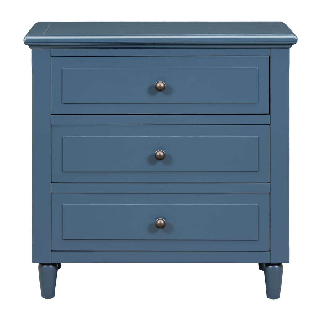 U_STYLE 28''Pine Wood Nightstand with 3 Drawers and Smooth Gliding Rails ,Simple Bedside Cabinet with Metal handle, Minimalist Sofa Side Table with rubber legs for Bedroom Sofa Couch Office - Grand Goldman Shop