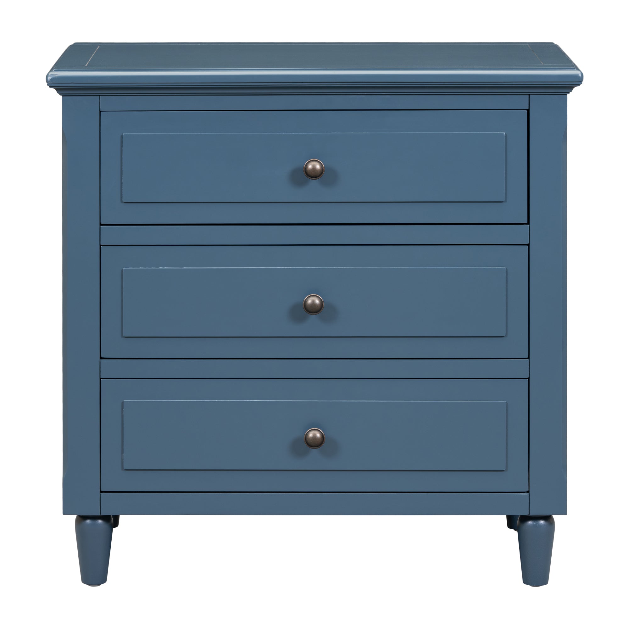 U_STYLE 28''Pine Wood Nightstand with 3 Drawers and Smooth Gliding Rails ,Simple Bedside Cabinet with Metal handle, Minimalist Sofa Side Table with rubber legs for Bedroom Sofa Couch Office - Grand Goldman Shop