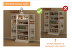 50' LED Kitchen Pantry Cabinet,Freestanding Buffet Cupboards Sideboard with 2 Doors with Racks and 2 Adjustable Shelves for Kitchen, Living Room and Dinning Room-White - Grand Goldman Shop