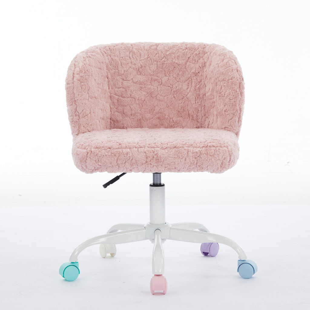 A&A Furniture Office Chair,Artificial rabbit hair Home Office Chair with Metal Base,Adjustable Desk Chair Swivel Office Chair