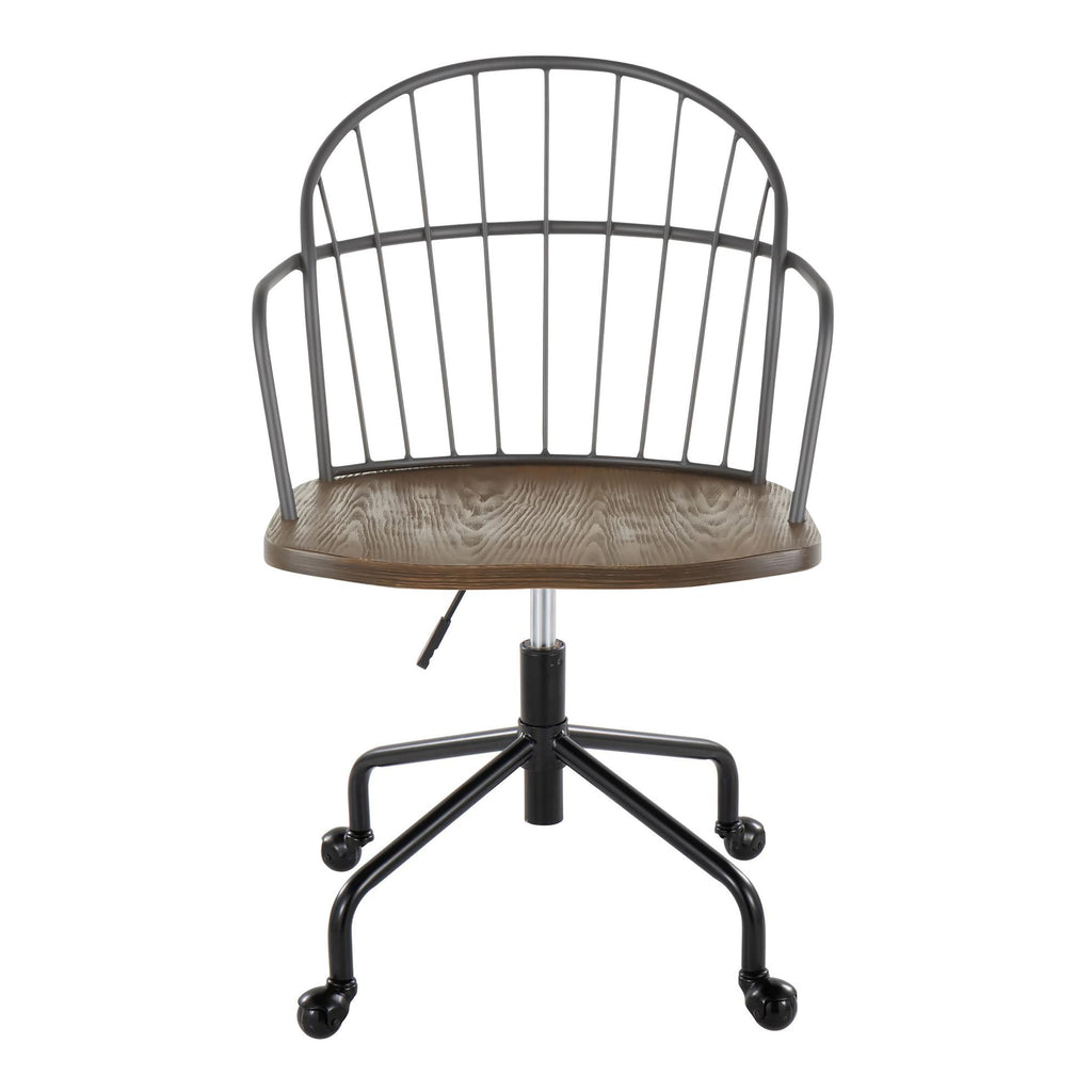 Adjustable Office Chair in Black Metal and Dark Walnut Wood - Grand Goldman