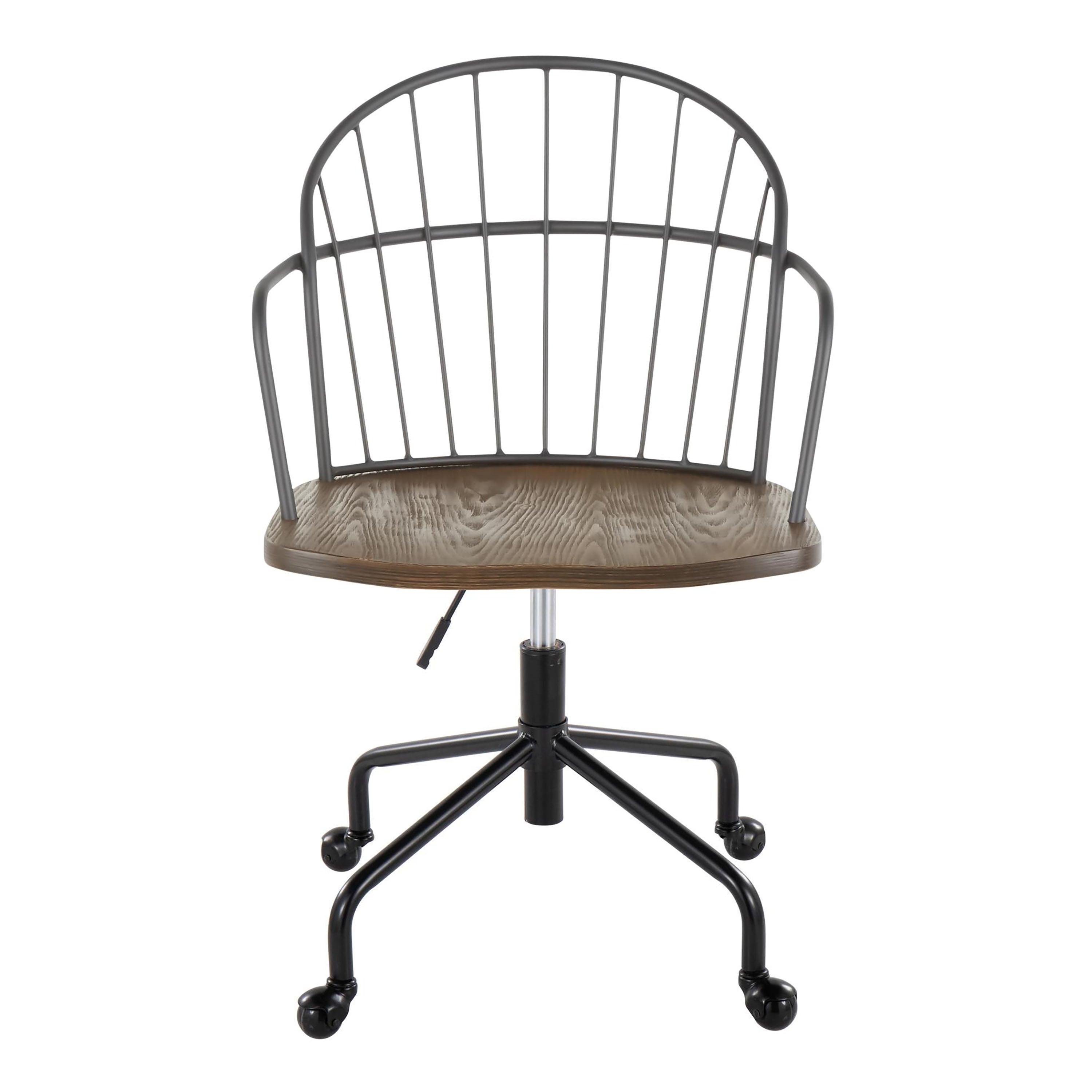 Adjustable Office Chair in Black Metal and Dark Walnut Wood - Grand Goldman