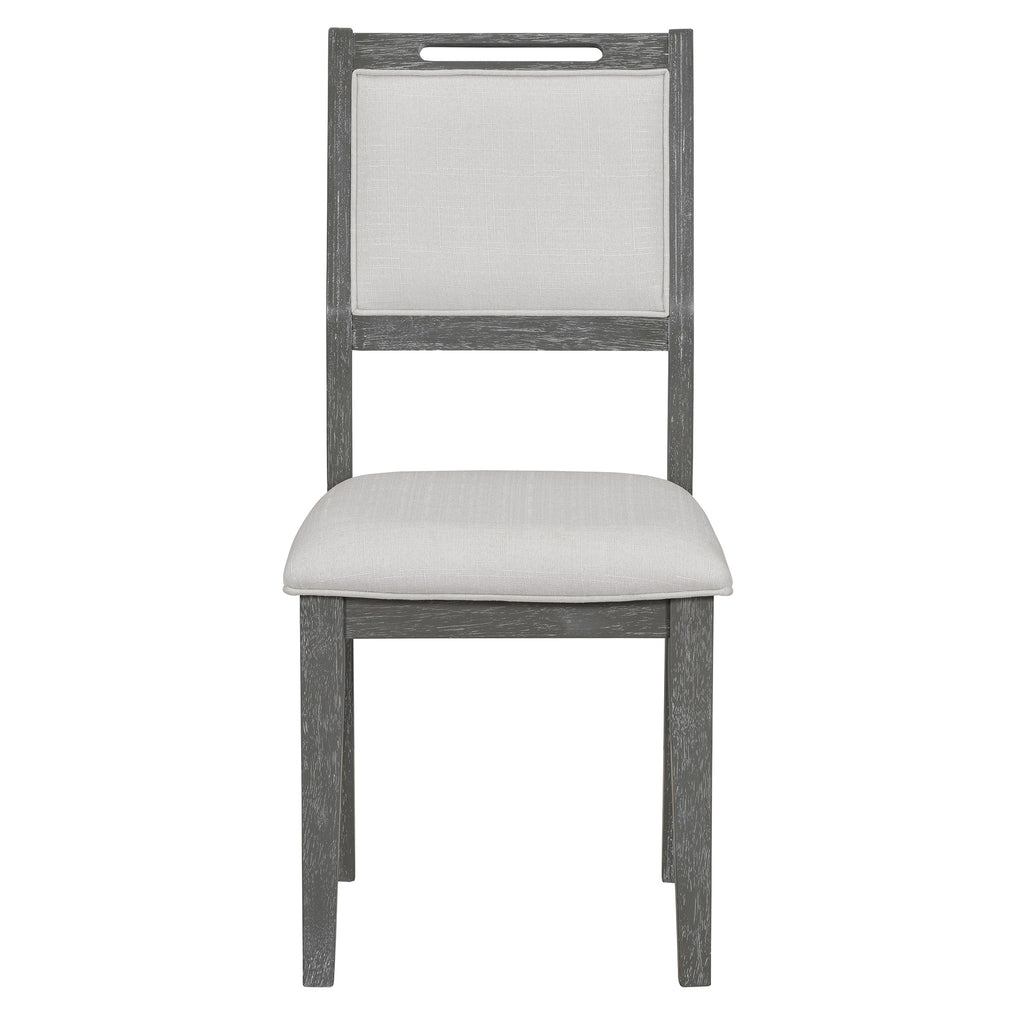 TREXM 6-Piece Retro Dining Table Set for 6, 60' Wood Kitchen Table and Chairs Set of 4 with Bench Designed Trestle Base for kitchen & Dining Room (Gray) - Grand Goldman Shop