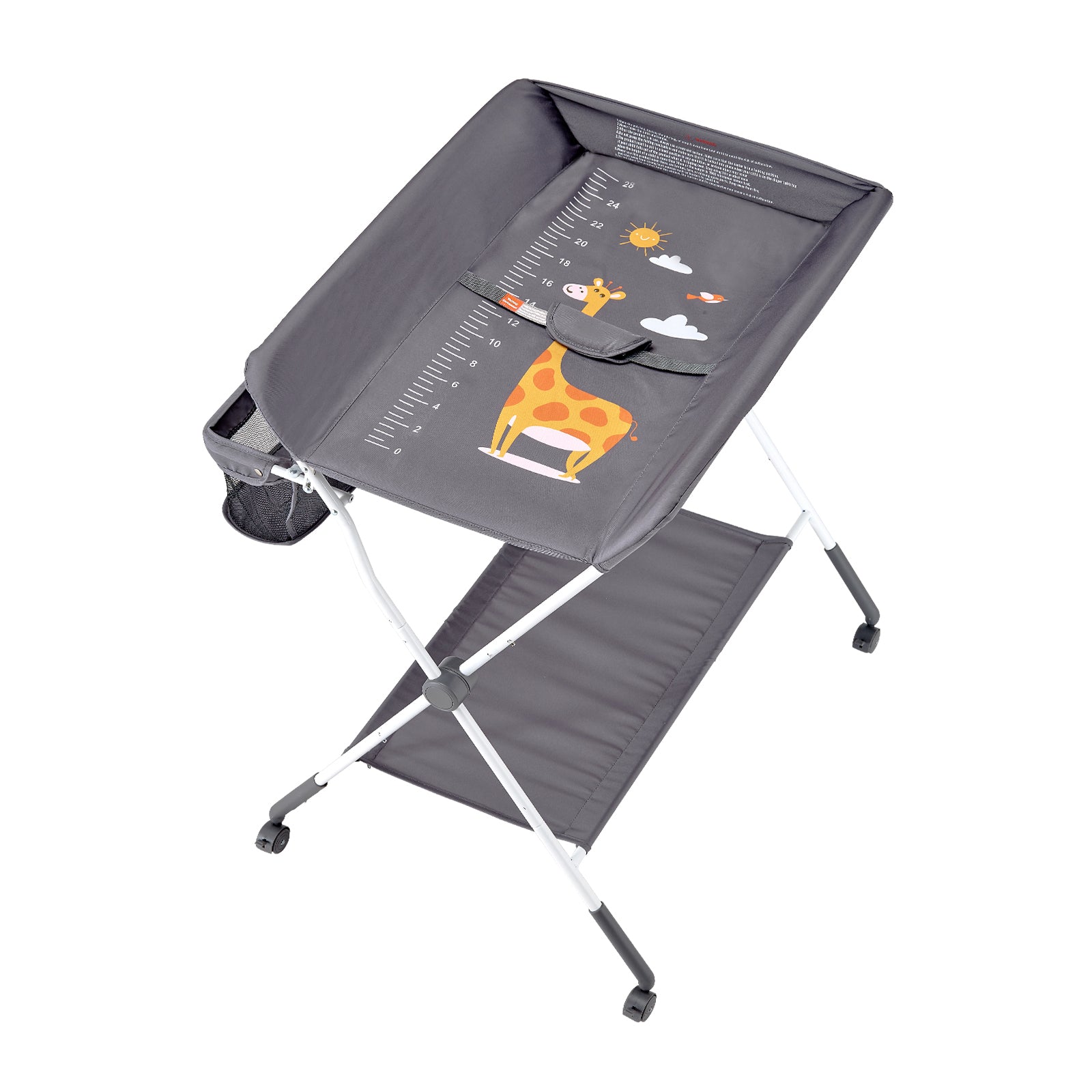 Foldable Baby Changing Diaper Station with Side Basket & Wheels Dark Gray - Grand Goldman