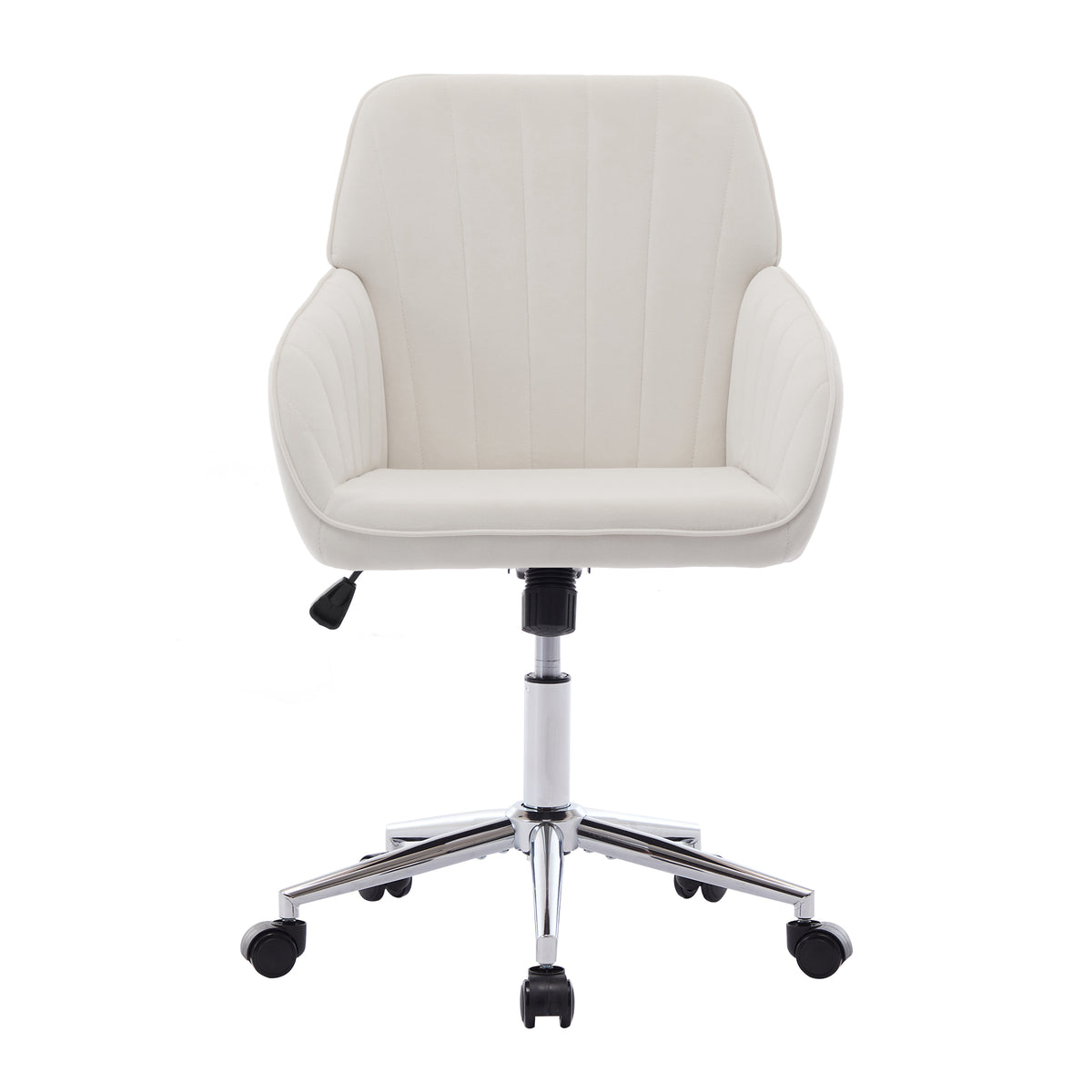 TY Adjustable Office Chair, Ergonomic Swivel Chair, Velvet Backrest Seat, Comfortable for Long Sitting, Beige | Premium Home 