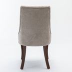 Rayon Cloth Flocking Linen Dining Chairs Channel Kitchen Dinner Chair Comfy Fabric Upholstered Accent Chair for Dining Room with Curved Solid Wood Legs,Set of 2 (Beige), SW1847BG - Grand Goldman Shop