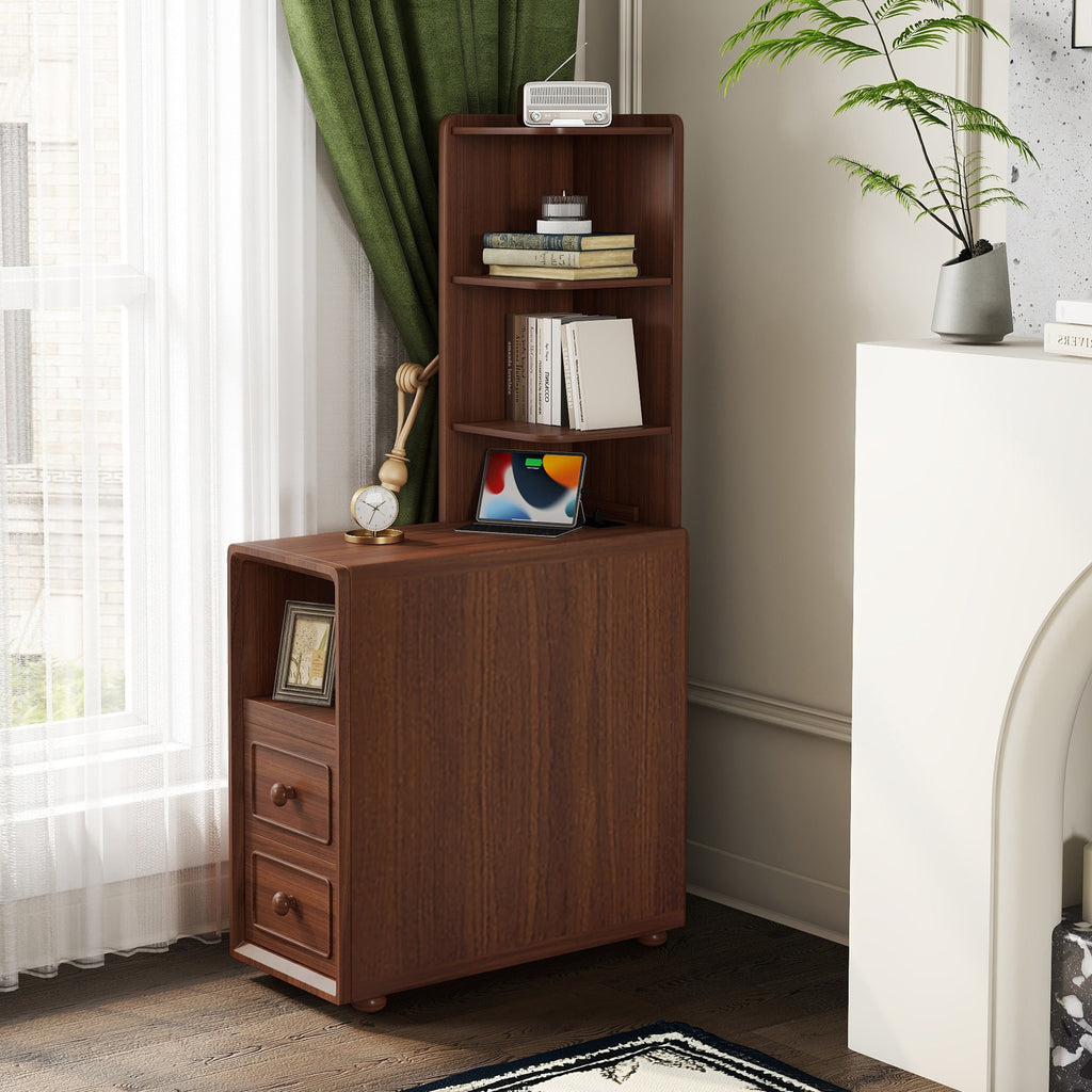 End Table with Drawers, Corner Table with Open Shelves, Tall Side Table for Bedroom and Corner(Expect Arrival Date 2025/4/16) - Grand Goldman Shop