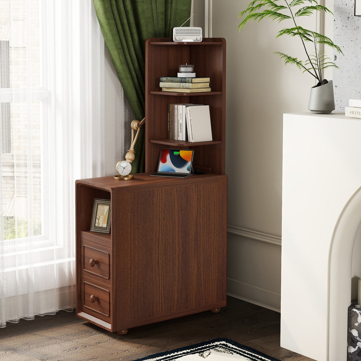 End Table with Drawers, Corner Table with Open Shelves, Tall Side Table for Bedroom and Corner(Expect Arrival Date 2025/4/16) - Grand Goldman Shop