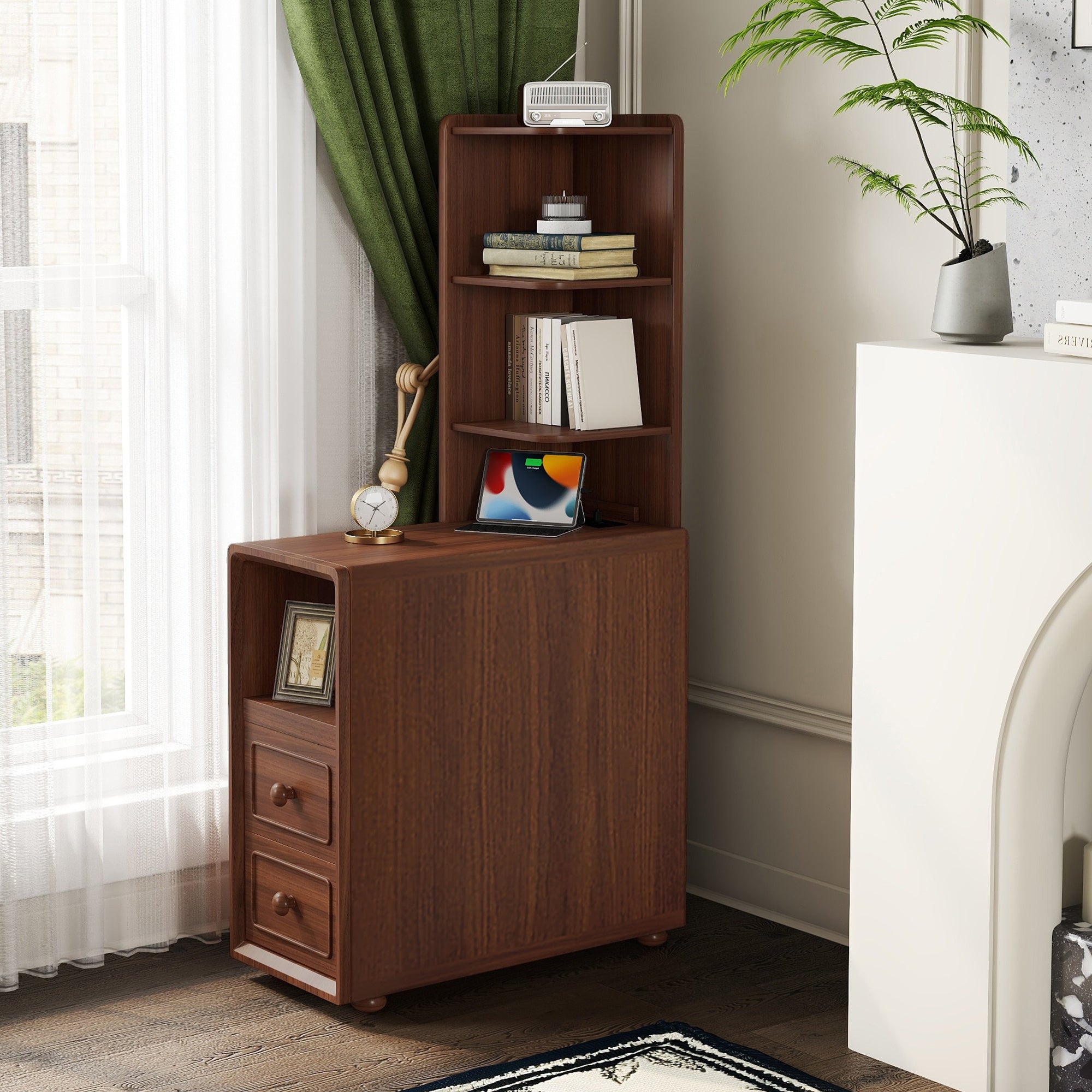 End Table with Drawers, Corner Table with Open Shelves, Tall Side Table for Bedroom and Corner(Expect Arrival Date 2025/4/16) - Grand Goldman Shop