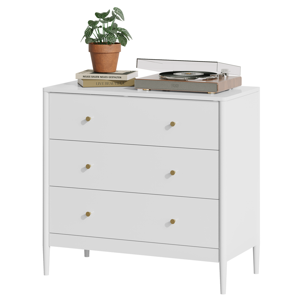 3 Drawer Dresser Chest, Modern White Storage Cabinet, MDF Wood Organizer for Bedroom, Living Room, Entryway, Small Space Furniture - Grand Goldman Shop