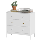 3 Drawer Dresser Chest, Modern White Storage Cabinet, MDF Wood Organizer for Bedroom, Living Room, Entryway, Small Space Furniture - Grand Goldman Shop