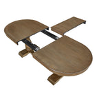 94.06 Inch Extendable Wooden Dining Table for 6 Persons,Long Expandable Curved Dining Table,Mid Century Modern Large Kitchen Table for Living Room,Restaurant - Grand Goldman Shop
